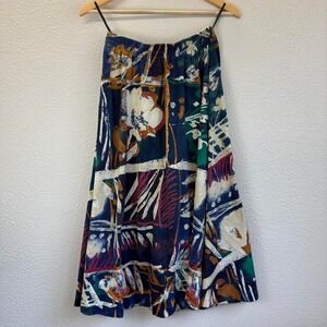 Fitting Image Patchwork Floral Midi Skirt Elastic Waist Women's